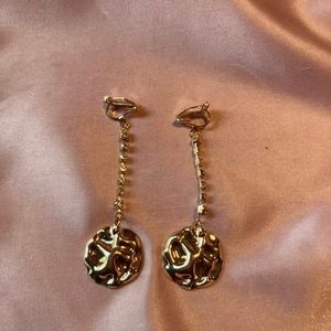 Gold Dangly clip on earring